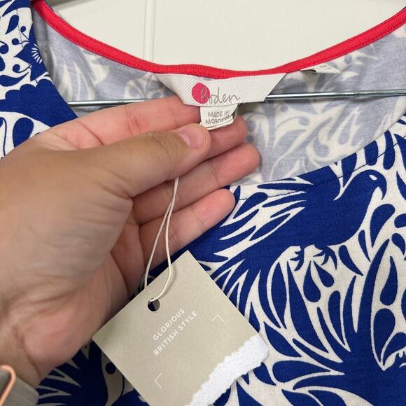 NEW BODEN Lucie Jersey Tunic Size 4 Blue Bird Print - Picture 5 of 11